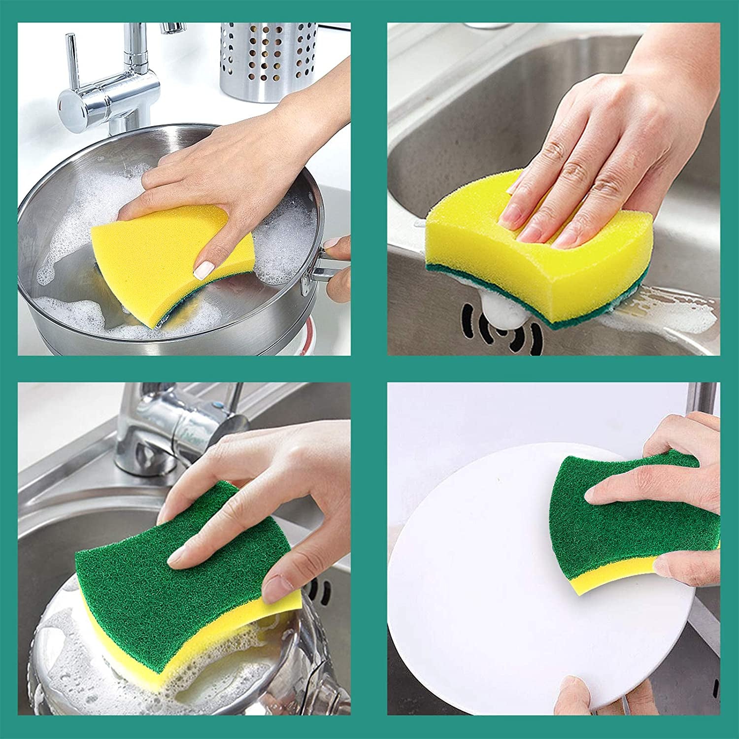 Kitchen Cleaning Sponges,24 Pack Eco Non-Scratch for Dish,Scrub Sponges