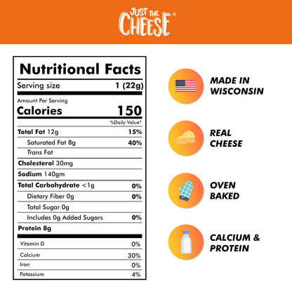 Just the Cheese Bars Cheese Crisps | High Protein Baked Keto Snack | Made with 100% Real Cheese | Gluten Free | Low Carb Lifestyle | CHEESE & AGED CHEDDAR BLEND, 0.8 Ounces (Pack of 10)