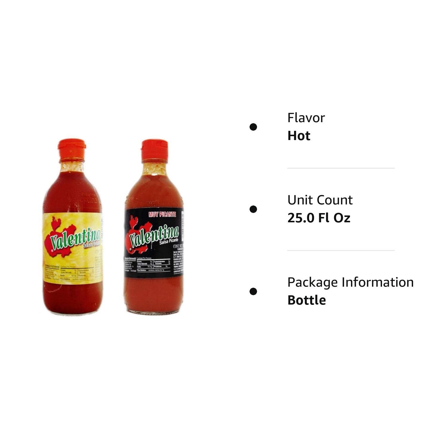 Valentina Hot & Extra Hot Sauce , Black & Yellow Label 12,5 Oz (Pack of 2)