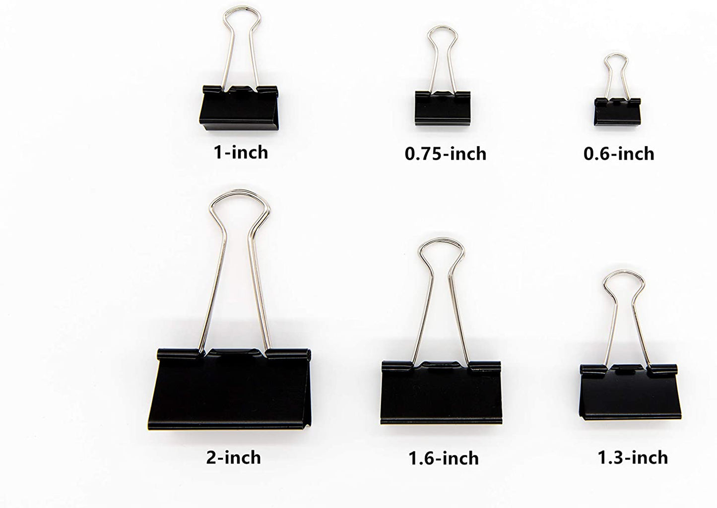 DSTELIN Binder Clips Paper Clamps Assorted Sizes 100 Count (Black), X Large, Large, Medium, Small, X Small and Micro, 6 Sizes in One Pack, Meet Your Different Using Needs.