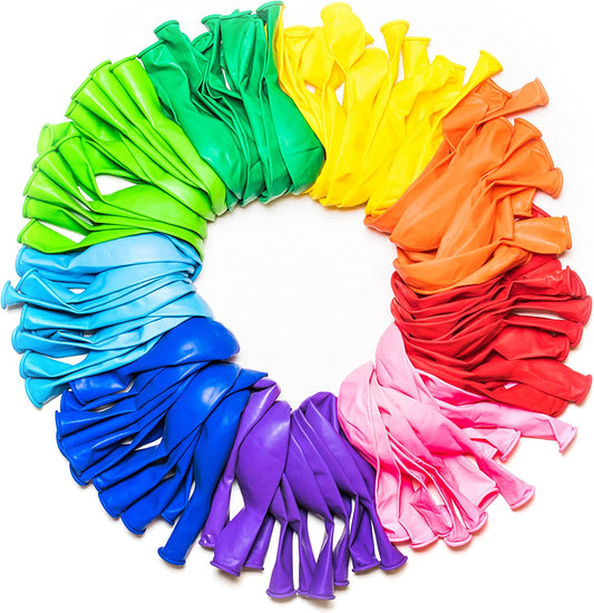 ® Balloons Rainbow Set (100 Pack) 12 Inches, Assorted Bright Colors, Made with Strong Multicolored Latex, for Helium or Air Use. Kids Birthday Party Decoration Accessory