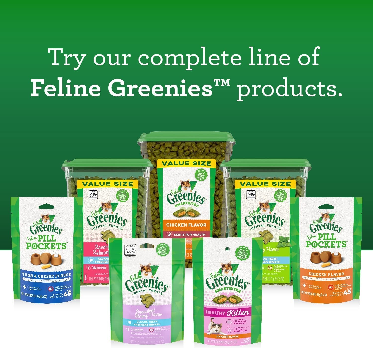 FELINE GREENIES SMARTBITES Skin & Fur Crunchy and Soft Natural Cat Treats, Chicken Flavor, 4.6 Oz. Pack