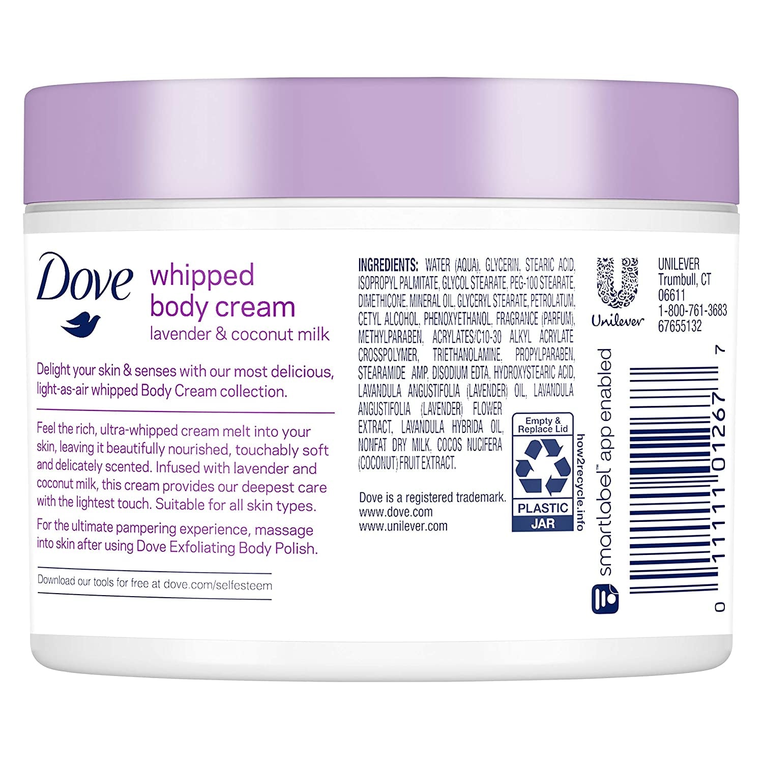 Dove Whipped Lavender and Coconut Milk Body Cream 10 Oz