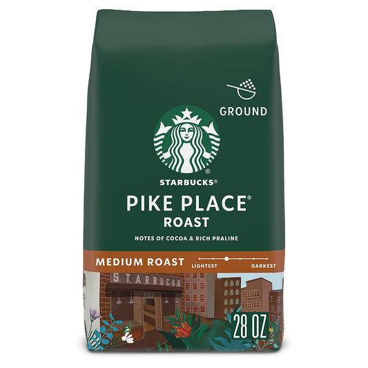 Starbucks Ground Coffee—Medium Roast Coffee—Pike Place Roast—100% Arabica—1 Bag (28 Oz)