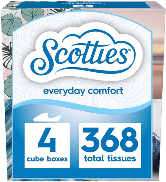 Scotties Everyday Comfort Facial Tissues, 92 Tissues per Box, 4 Pack, 92 Count (Pack of 4)