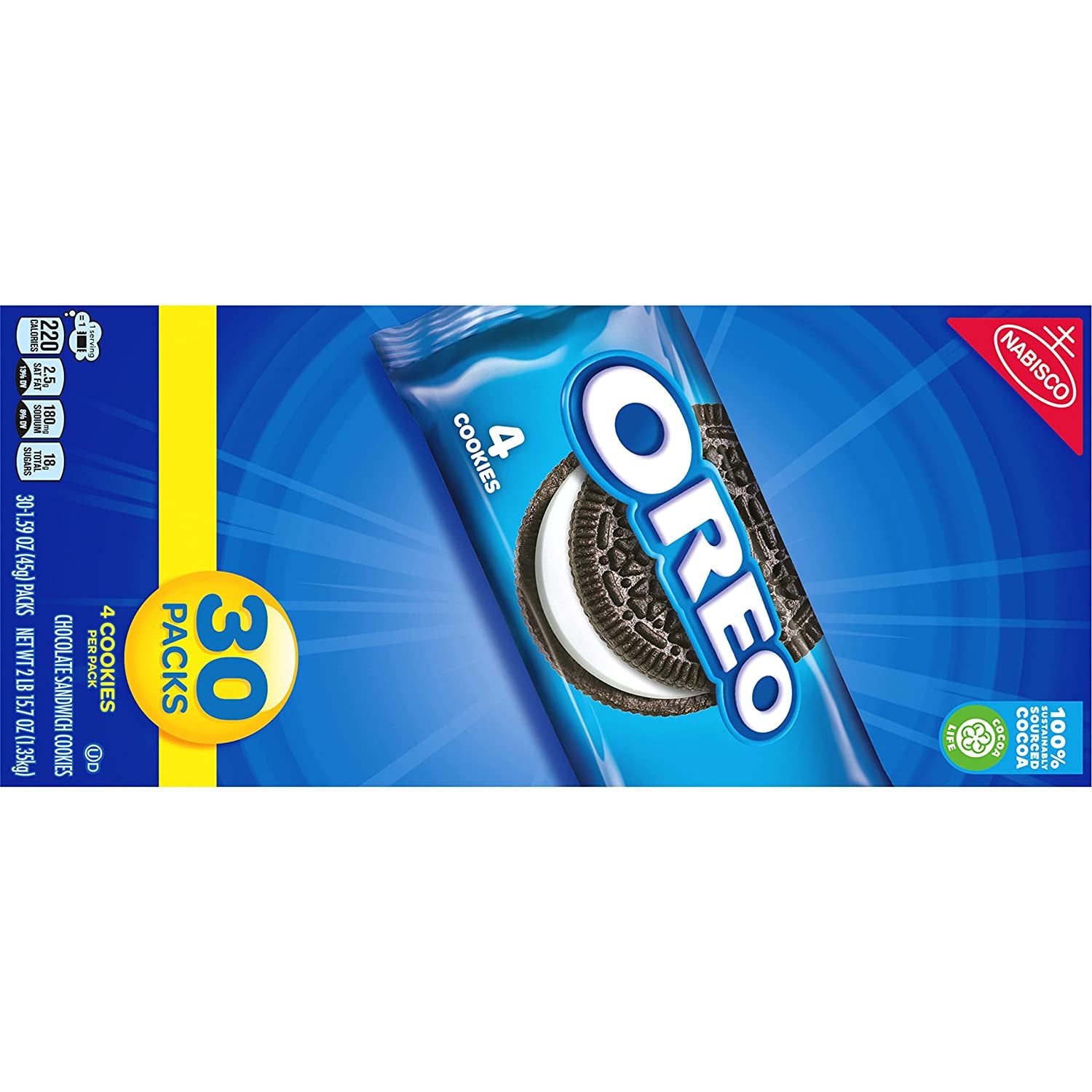 OREO Chocolate Sandwich Cookies, 30 - 1.59 Oz Snack Packs