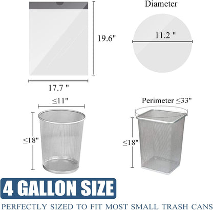 Uhomeyuhao Small Trash Bags 4 Gallon - Drawstring, Individual Unscented Small Garbage Bags, White Trash Can Liners for Bathroom, 57 Count