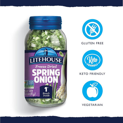 Litehouse Freeze Dried Spring Onion - Fresh Spring Onion, 1 Bunch Inside, Fresh Taste, Gluten Free, Keto Friendly, No Refrigeration - 0.23 Ounce