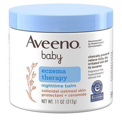 Aveeno Baby Eczema Therapy Nighttime Balm, Skin Protectant for Eczema Relief, 11Oz