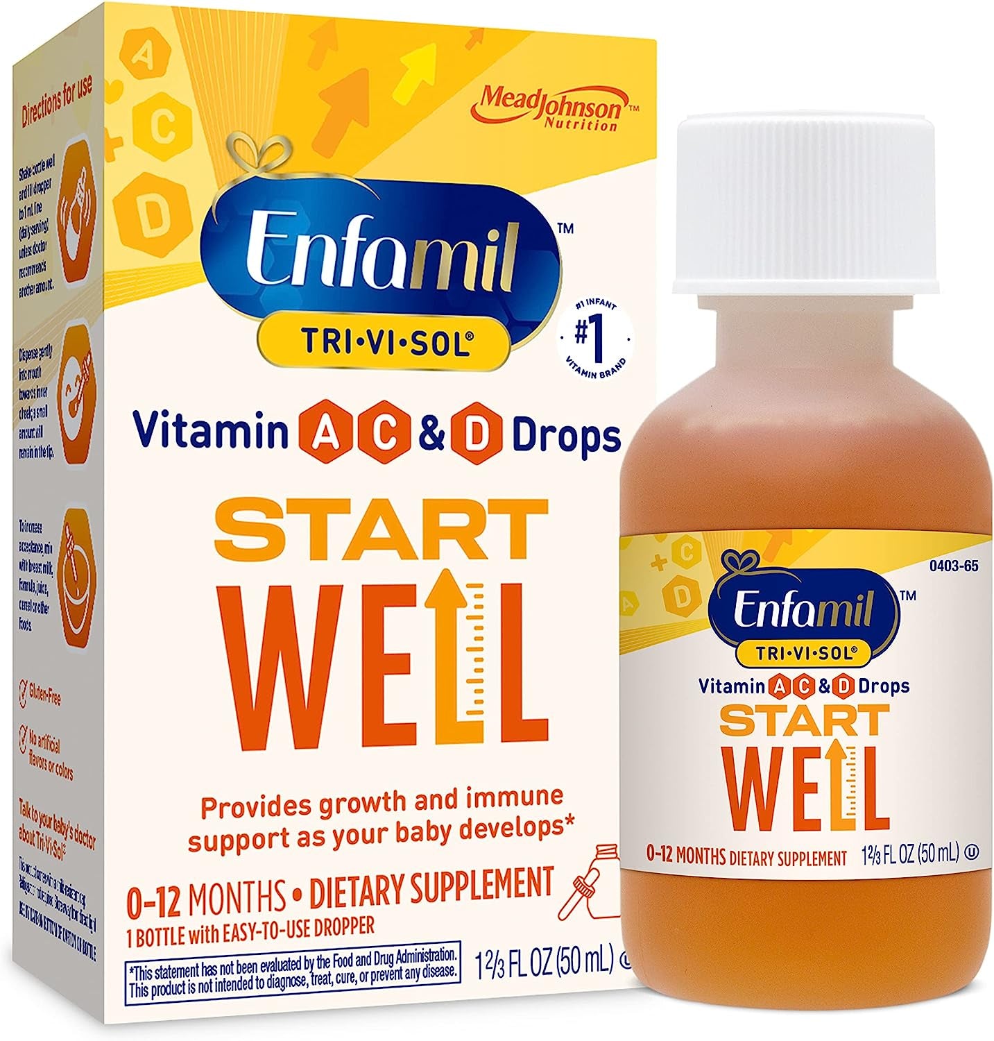 Enfamil Prenatals & Baby Vitamins Tri-Vi-Sol Vitamin A, C & D Multi-Vitamin Drops for Infants, Supports Growth & Immune Health, 50 Ml Dropper Bottle,1.69 Fl Oz (Pack of 1),MJ-030