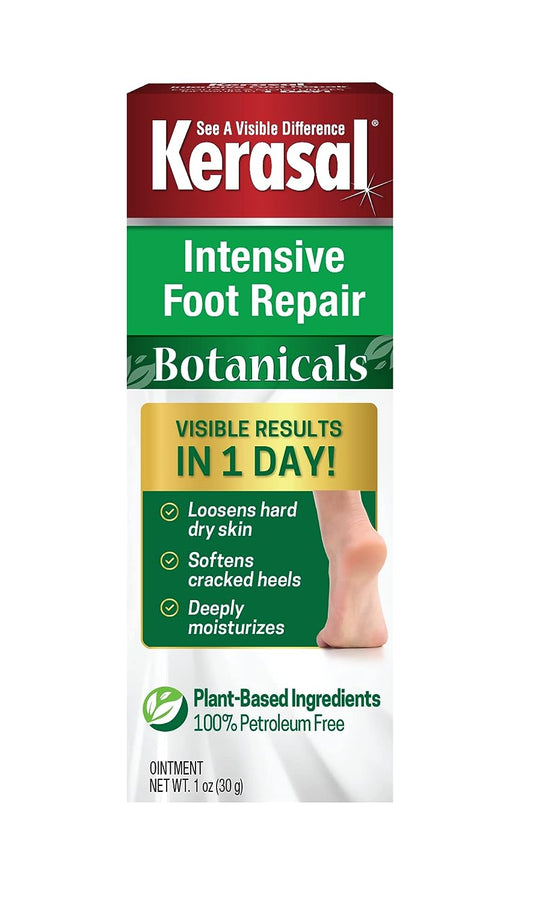 Kerasal Botanicals Intensive Foot Repair, Skin Healing Ointment for Cracked Heels and Dry Feet, 1 Oz