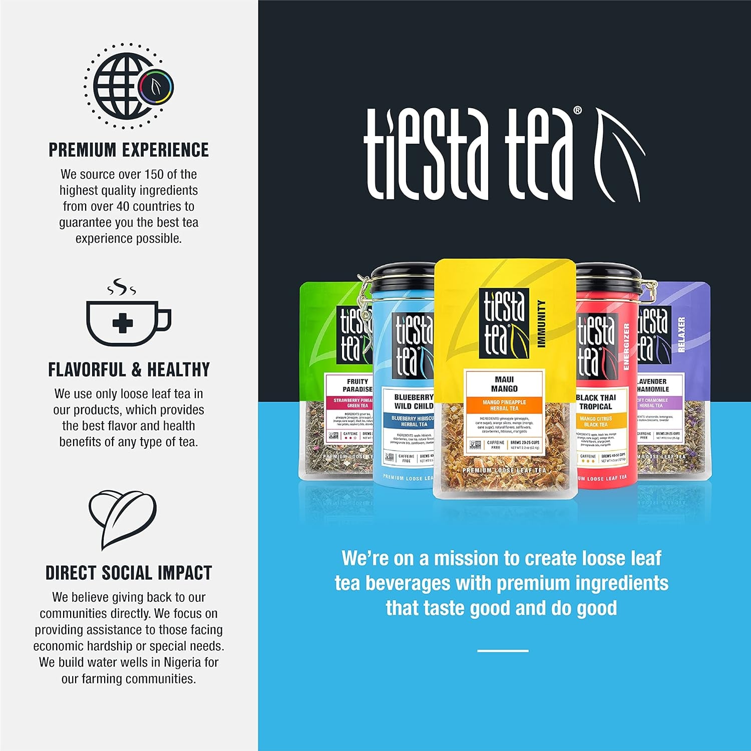 Tiesta Tea - Lavender Chamomile, Loose Leaf Soft Chamomile Herbal Tea, Non-Caffeinated, Hot & Iced Tea, 0.9 Oz Pouch - 25 Cups, Natural, Stress Relief & Health Support