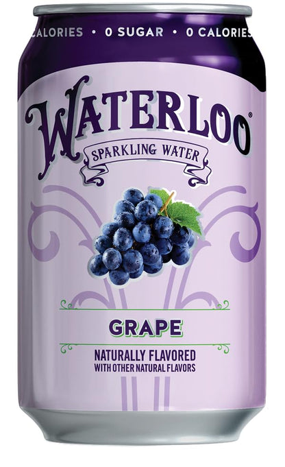 Waterloo Sparkling Water, Grape Naturally Flavored, 12 Fl Oz Cans, Pack of 12 | Zero Calories | Zero Sugar or Artificial Sweeteners | Zero Sodium