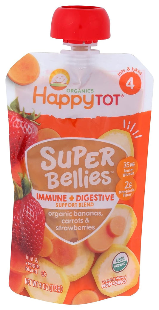 Organics Super Bellies Stage 4, Bananas Carrots & Strawberries Organic Tot Food, 4 Oz Pouch