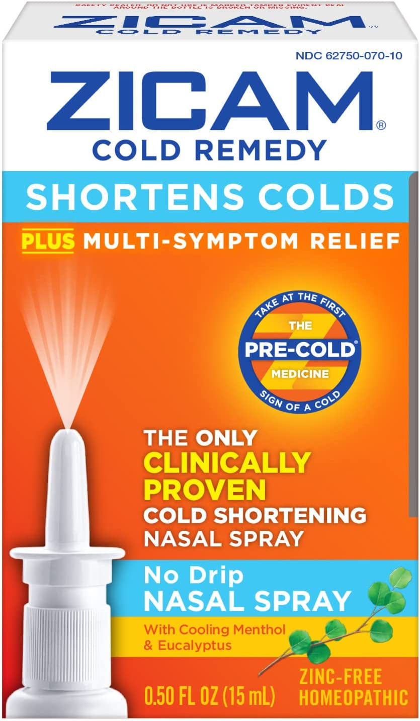 Zicam Cold Remedy No-Drip Nasal Spray with Cooling Menthol & Eucalyptus, 0.5 Ounce