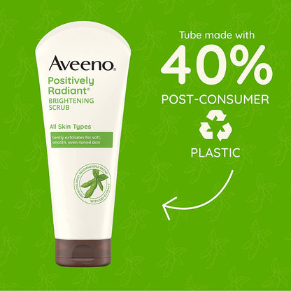 Aveeno Positively Radiant Skin Brightening Exfoliating Daily Facial Scrub, Moisture-Rich Soy Extract, Helps Improve Skin Tone & Texture, Oil-& Soap-Free, Hypoallergenic, 7 Oz