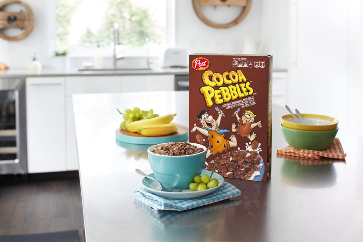 Post Cocoa PEBBLES Cereal, Chocolatey Kids Cereal, Gluten Free, 15 OZ Large Size Box