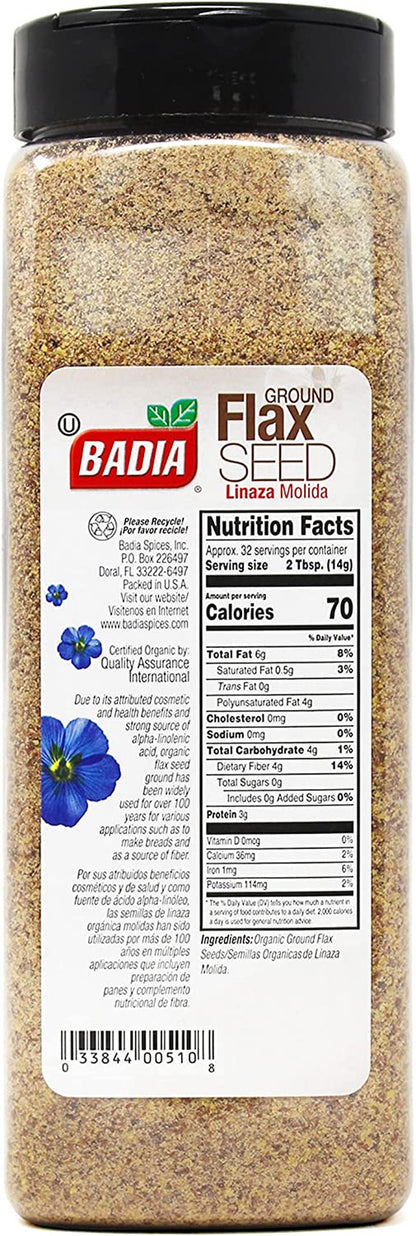 Badia Organic Flax Seed, Ground, 16-Ounce