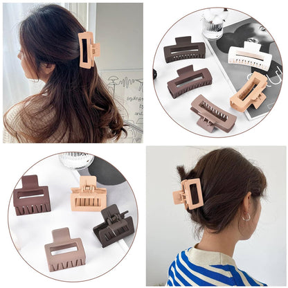 12 Pcs Rectangle Hair Clips, Hair Accessories for Women and Girls, Including 6 Pcs 4 Inch Large Claw Clips for Thick Hair and 6 Pcs 2 Inch Small Hair Claw Clips for Thin Hair (Neutral)