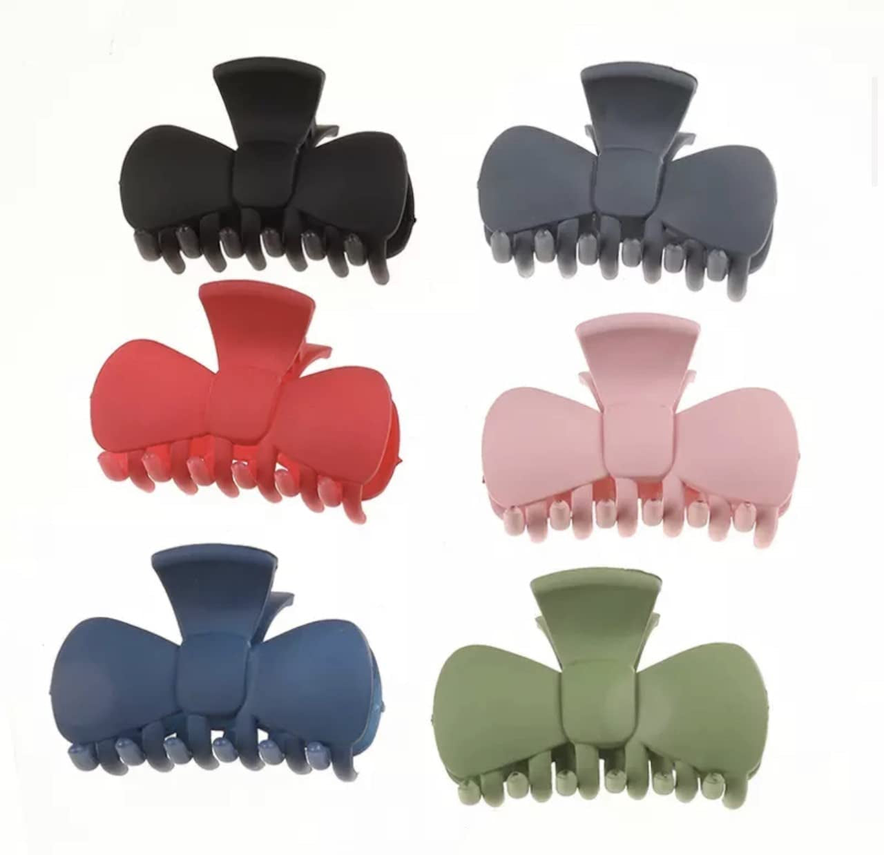 Hair Clip Strong Hold Large for Women and Girls Hair Claw Hair Bow 6 Colors (Red, Pink, Green, Gray, Black, Blue) Nonslip Pack of 6