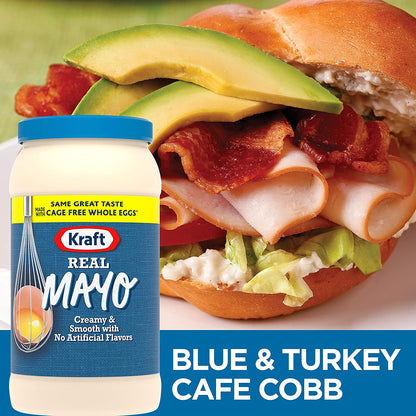 Kraft Real Mayo Creamy & Smooth Mayonnaise - Classic Spreadable Condiment for Sandwiches, Salads and Dips, Made with Cage-Free Eggs, for a Keto and Low Carb Lifestyle, 48 Fl Oz Jar