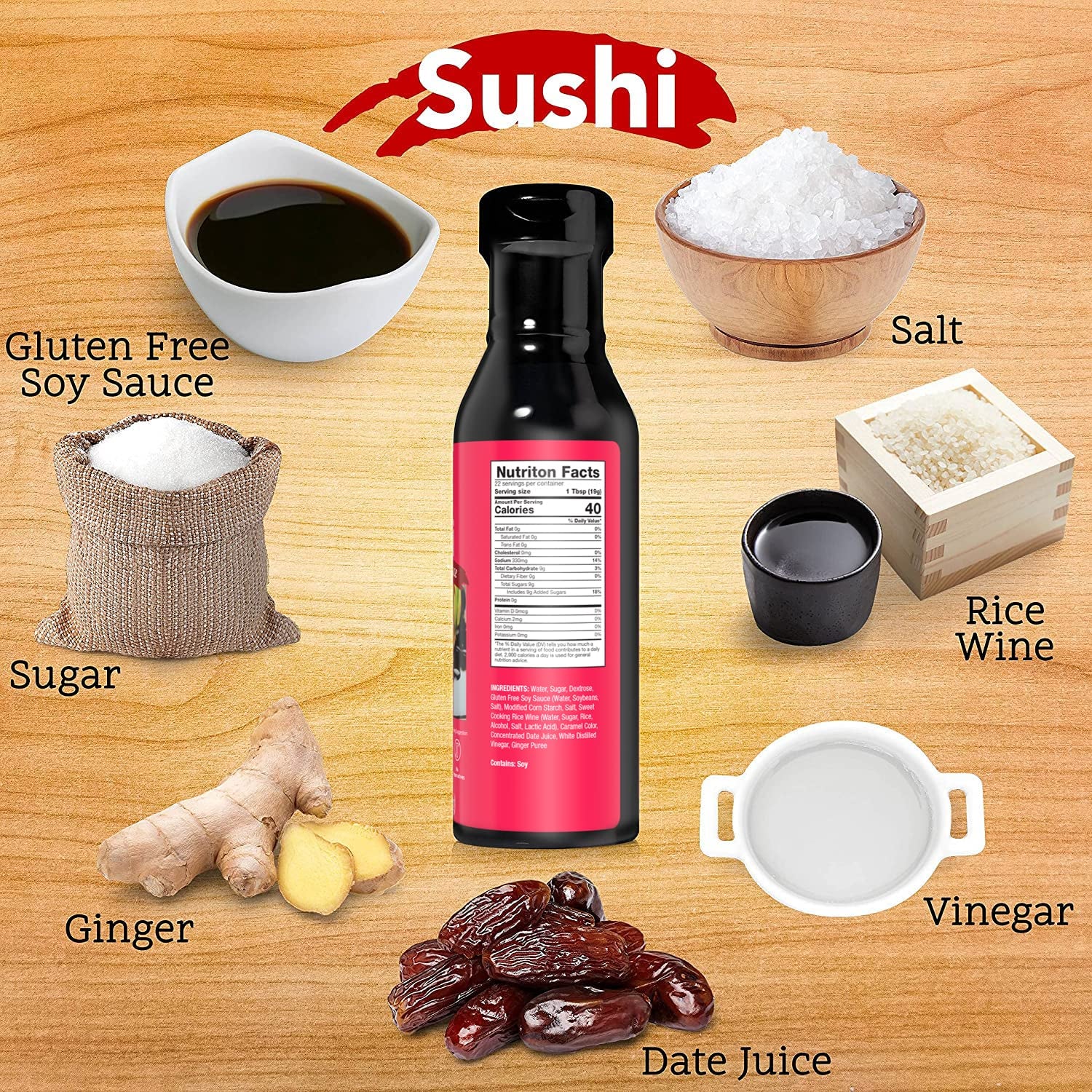 Otafuku Sushi Eel Sauce for Sushi Rolls, Japanese Unagi Sauce Gluten Free, 15 Oz