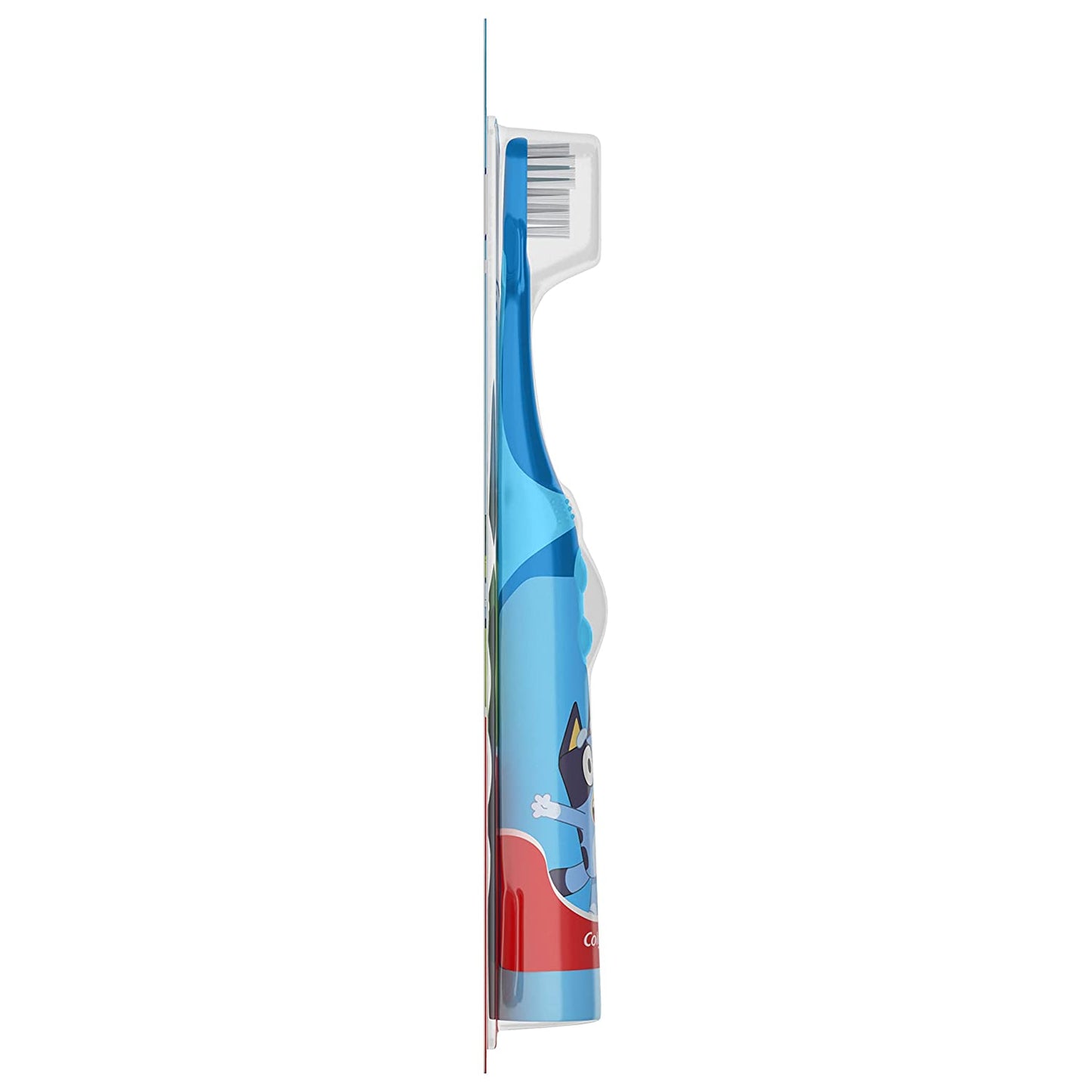 Colgate Kids Battery Powered Toothbrush, Kids Battery Toothbrush with Included AA Battery, Extra Soft Bristles, Flat-Laying Handle to Prevent Rolling, Bluey Toothbrush, 1 Pack