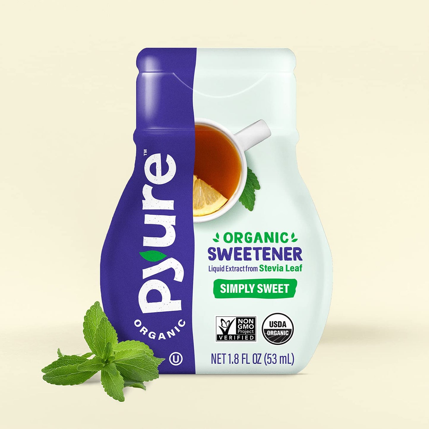 Pyure Organic Stevia Liquid Sweetener Keto Sugar Substitutes, Zero Calorie, Zero Sugar, Zero Carb, Plant-Based Sugar Free Liquid Stevia Extract, Simply Sweet, 1.8 Oz