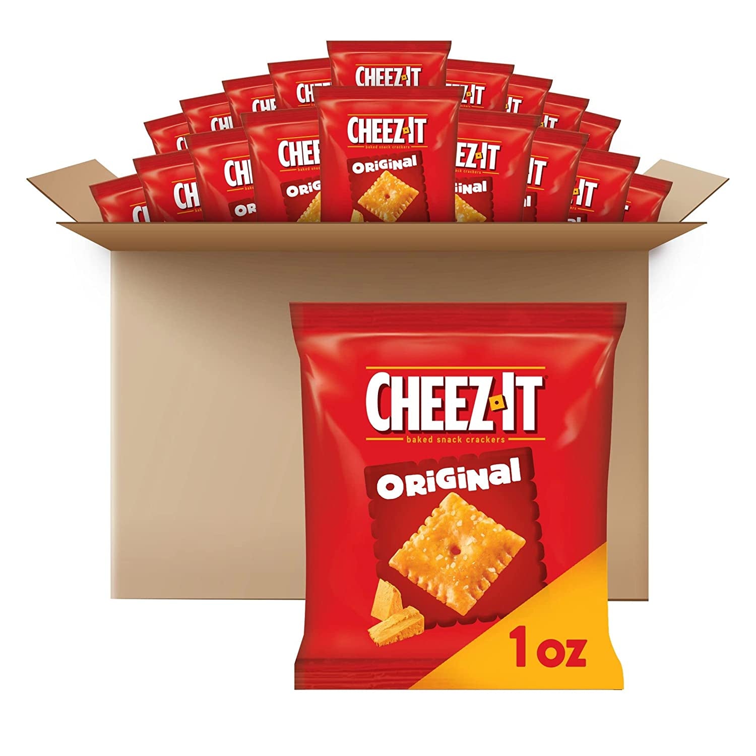 Cheez-It Cheese Crackers, Baked Snack Crackers, Office and Kids Snacks, Original, 40Oz Case (40 Pouches)