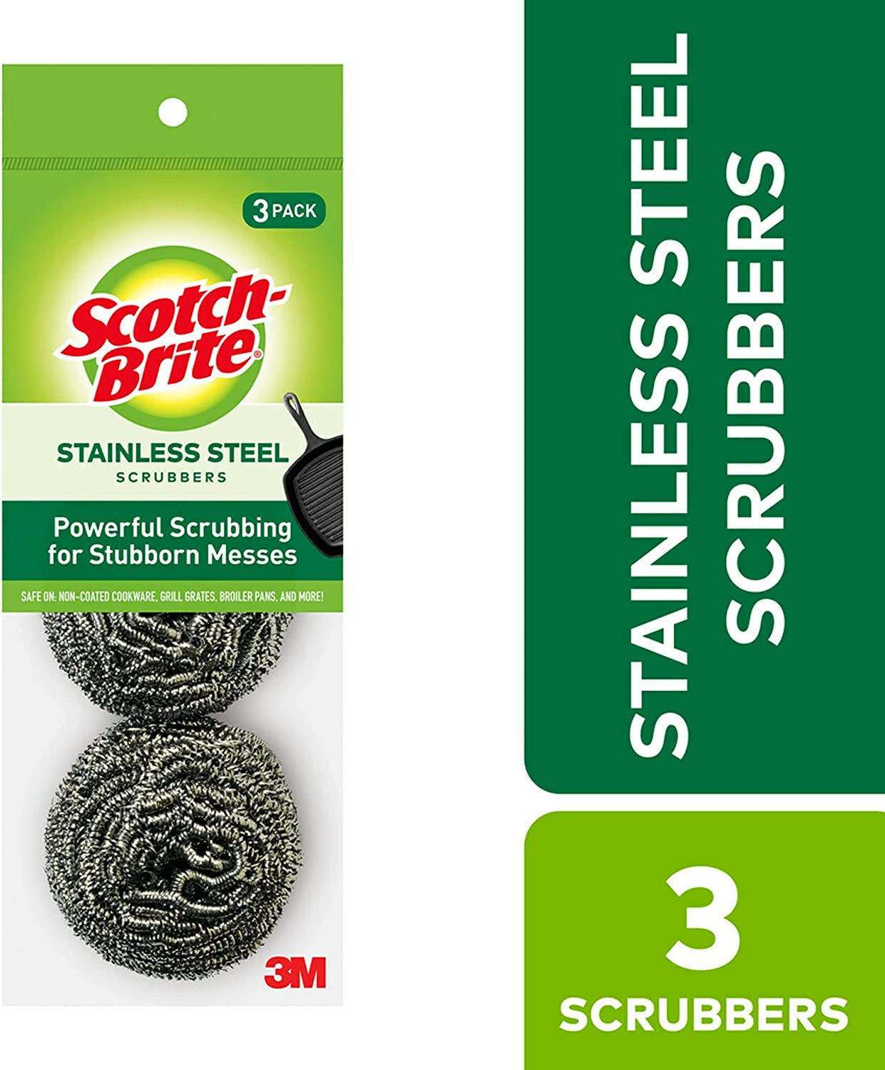 Scotch-Brite Stainless Steel Scouring Pad 214C, Pack of 3