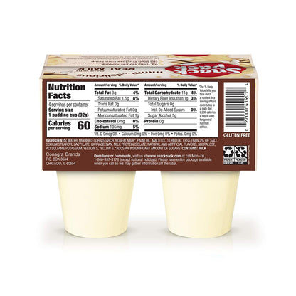 Snack Pack Sugar-Free Vanilla Pudding Cups, 13 Ounce (Pack of 12)