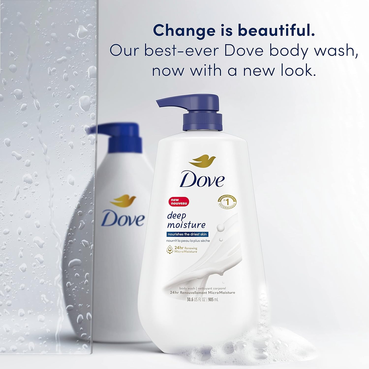 Dove Body Wash with Pump Deep Moisture for Dry Skin Moisturizing Skin Cleanser with 24Hr Renewing Micromoisture Nourishes the Driest Skin, 30.6 Fl Oz (Pack of 3)