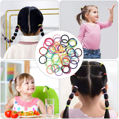 200PCS Elastic Hair Ties, No Crease Hair Small Ponytail Holders for Kids Girls Baby Toddler, Multicolor