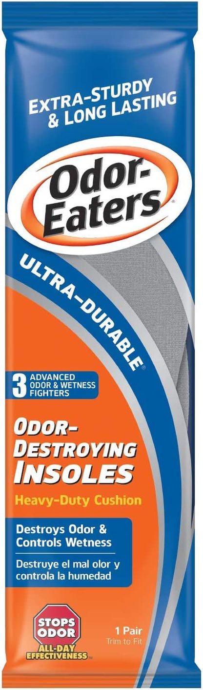 Odor-Eaters Ultra-Durable Insoles, 1 Pair – Shoe Odor & Foot Odor Eliminator, Shoe Odor & Foot Deodorizer, Shoe Smell Eliminator, Foot Deodorant, Extra Cushioning, Increased Durability