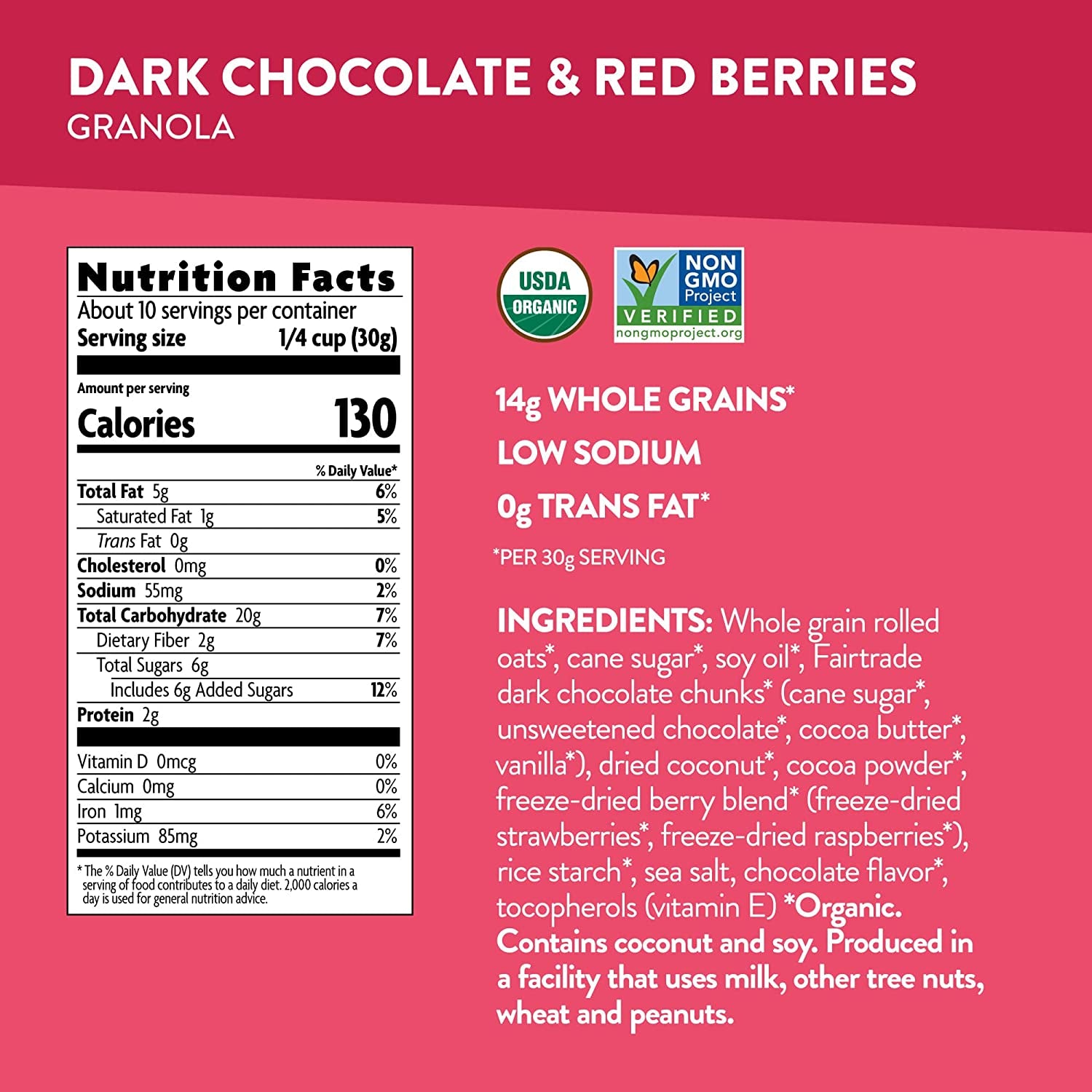 Love Crunch Organic Dark Chocolate and Red Berries Granola, 11.5 Ounce, Non-Gmo, Fair Trade, by Nature'S Path