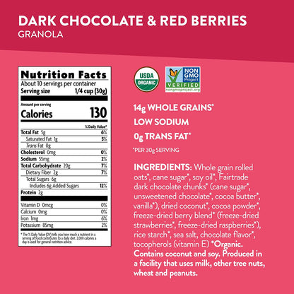 Love Crunch Organic Dark Chocolate and Red Berries Granola, 11.5 Ounce, Non-Gmo, Fair Trade, by Nature'S Path