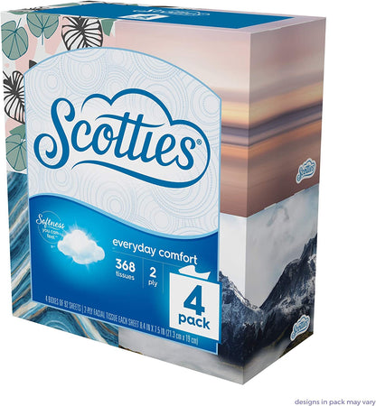 Scotties Everyday Comfort Facial Tissues, 92 Tissues per Box, 4 Pack, 92 Count (Pack of 4)