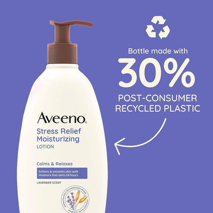 Aveeno Stress Relief Moisturizing Body Lotion with Lavender, Natural Oatmeal and Chamomile & Ylang-Ylang Essential Oils to Calm & Relax, 33 Fl. Oz