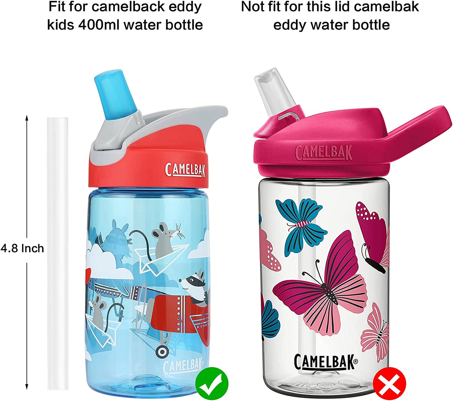 Replacement Straws for Camelbak Eddy Kids 12Oz Water Bottle,Accessories Set Include 5 BPA-FREE Straws and 1 Cleaning Brush