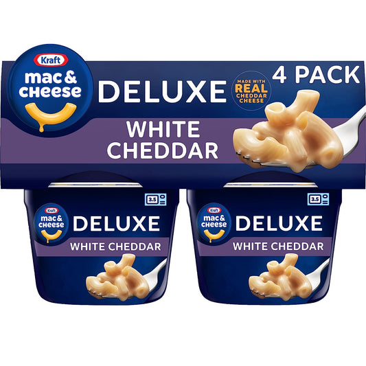 Kraft Deluxe White Cheddar Macaroni and Cheese Dinner, 4 Ct Pack, 2.39 Oz Cups