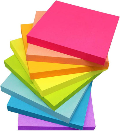 (8 Pack) Sticky Notes 3X3 Inches,Bright Colors Self-Stick Pads, Easy to Post for Home, Office, Notebook, 82 Sheets/Pad