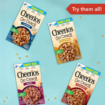 Cheerios Oat Crunch Cinammon Oat Breakfast Cereal, Family Size, 24 Oz