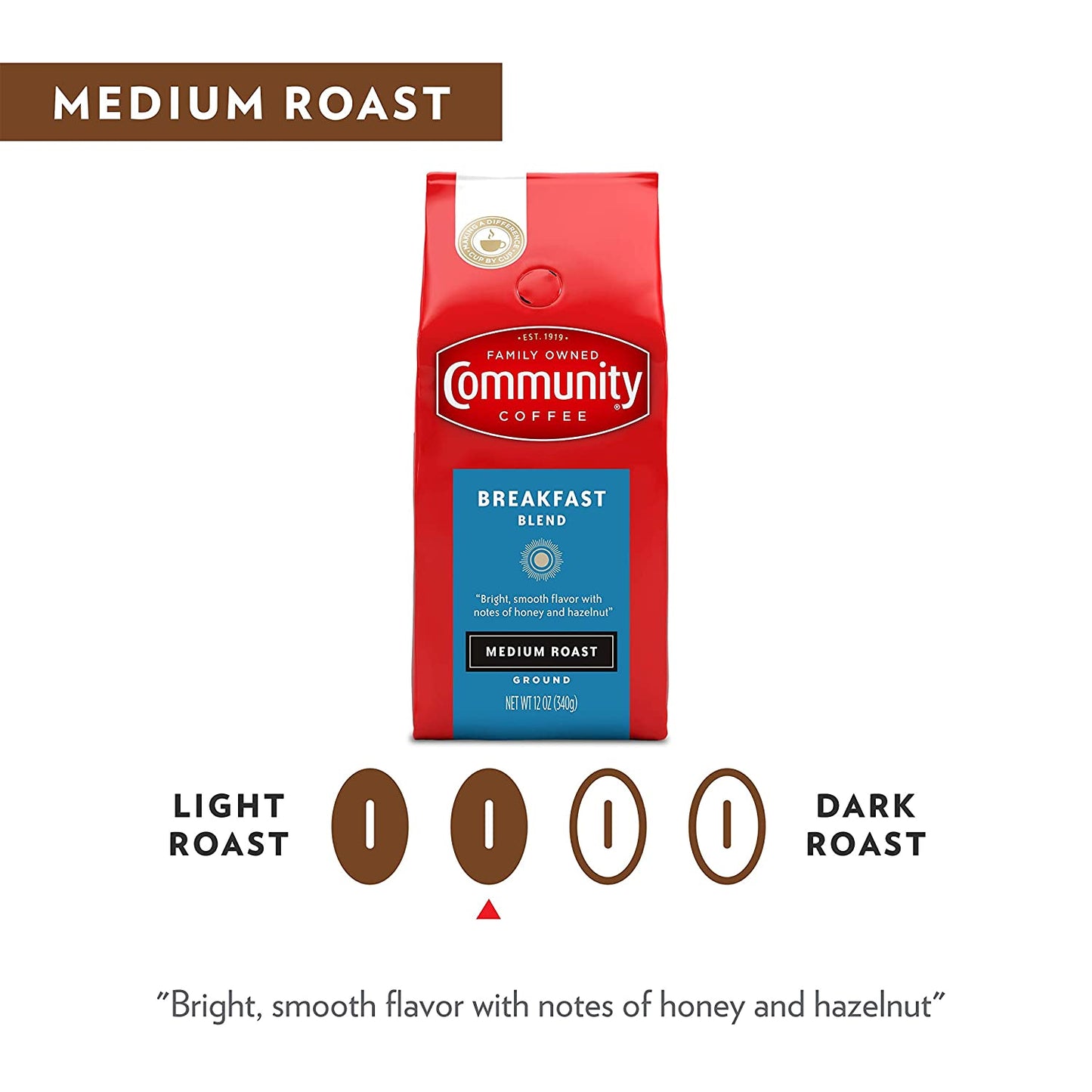 Community Coffee Breakfast Blend 12 Ounces, Medium Roast Ground Coffee, 12 Ounce Bag (Pack of 1)