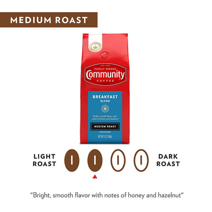 Community Coffee Breakfast Blend 12 Ounces, Medium Roast Ground Coffee, 12 Ounce Bag (Pack of 1)