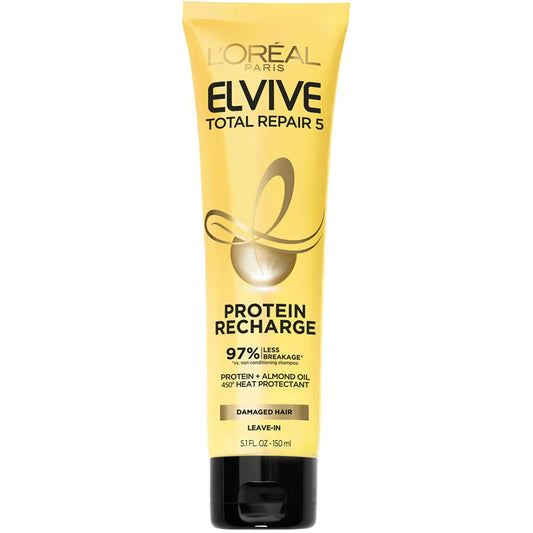 L'Oreal Paris Elvive Total Repair 5 Protein Recharge Leave in Conditioner Treatment and Heat Protectant, 5.1 Ounce