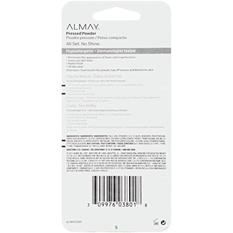 Almay Pressed Powder, Skin Tone Matching, Hypoallergenic, Frageance Free, 100 My Best Light, 0.20 Oz