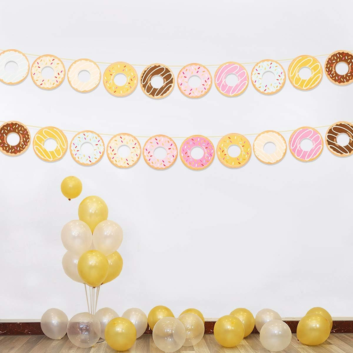 2PCS Donut Party Supplies Party Banners - Donut Food Theme Party/Tea Party Decorations - Doughnut Baby Shower/Birthday Party Garland Wall Decorations Photo Props