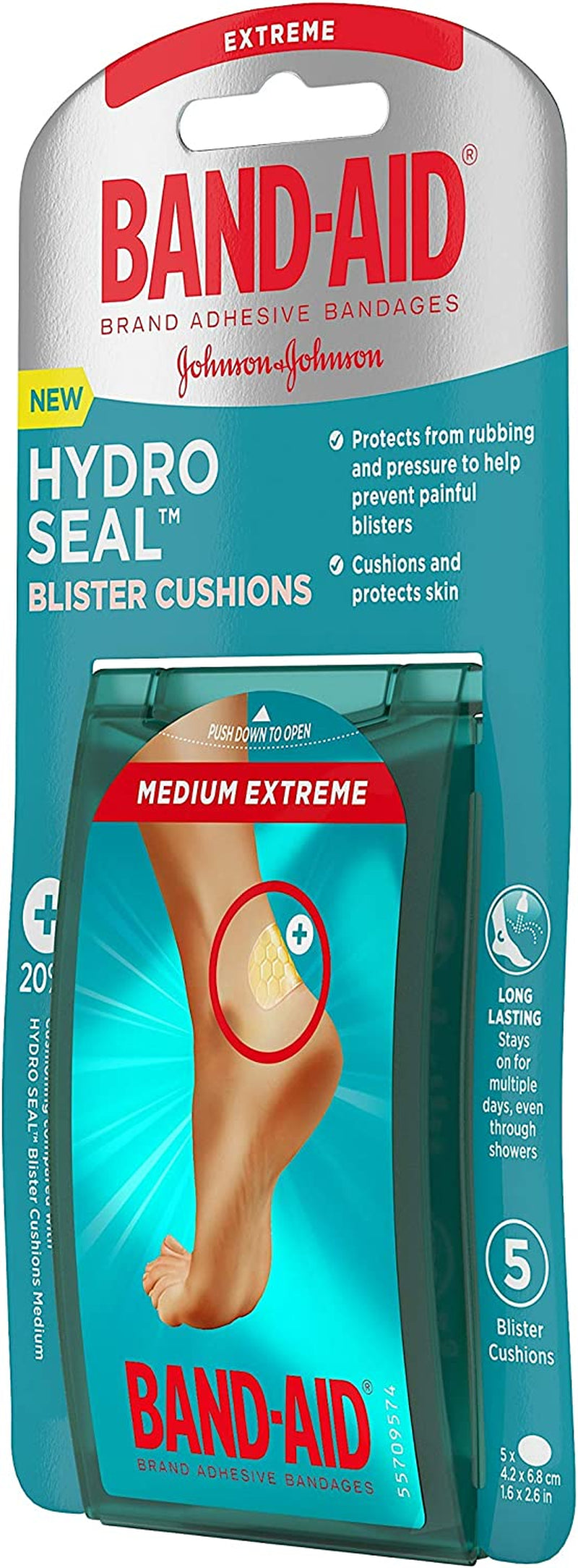 Band-Aid Brand Hydro Seal Blister Cushion Bandages, Waterproof Adhesive Pads, Medium, 5 Ct