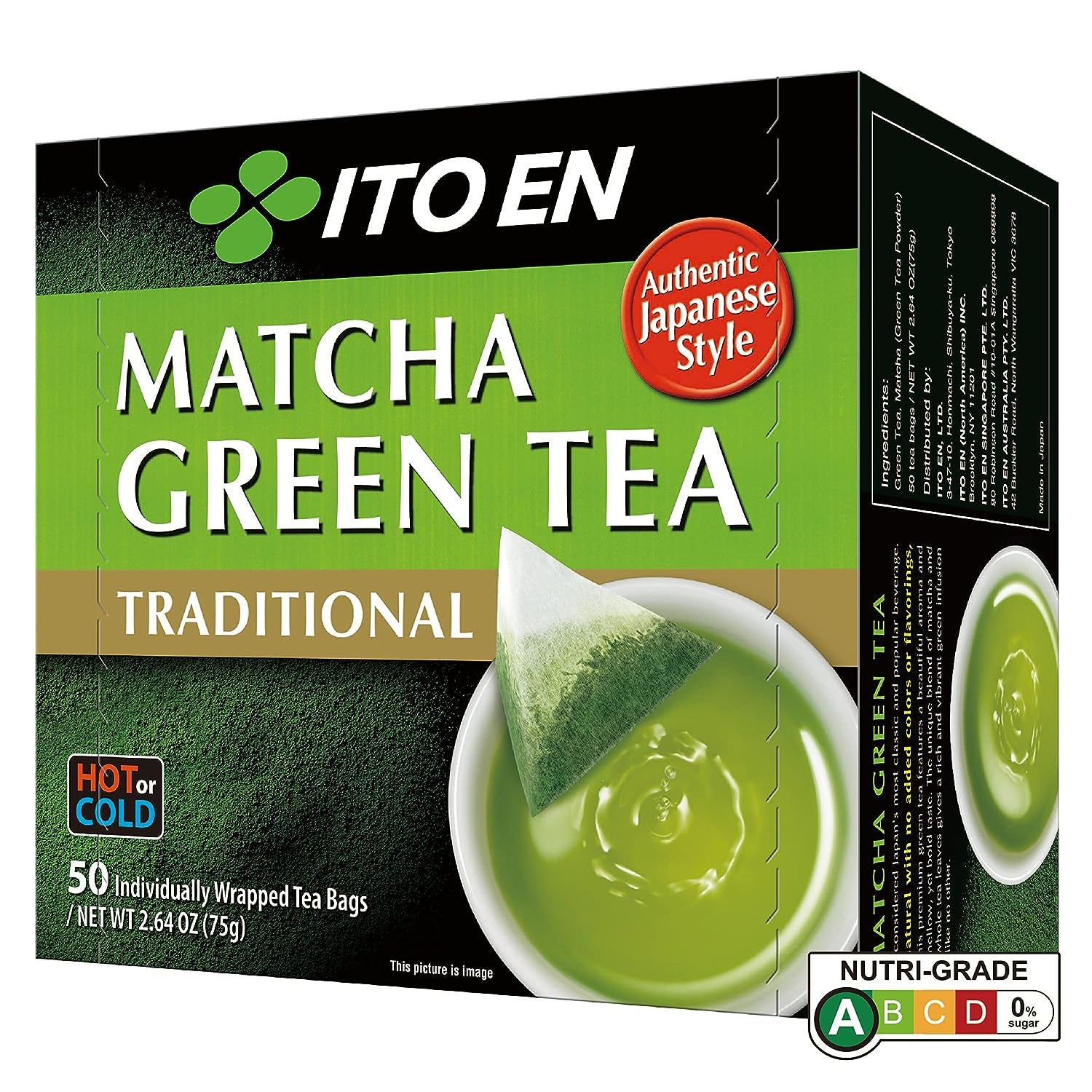 Ito En Traditional Matcha Green Tea 50 Count Zero Calories, Caffeinated