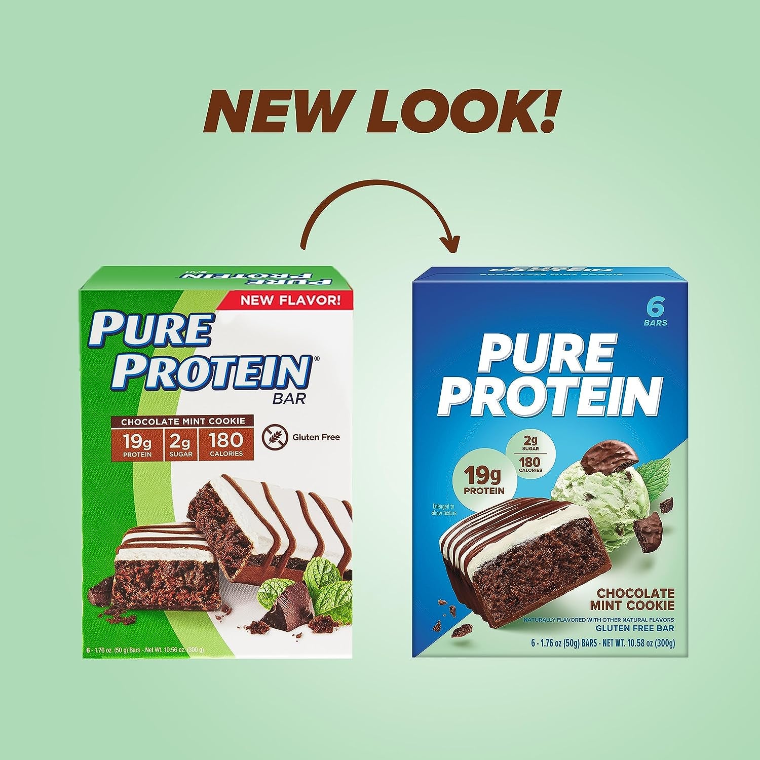 Pure Protein Bars, High Protein, Nutritious Snacks to Support Energy, Low Sugar, Gluten-Free, Chocolate Mint Cookie,1.76Oz, 6 Pack